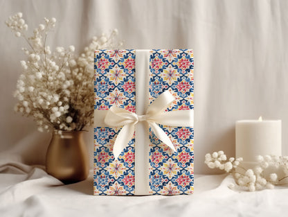 Mediterranean Tile Bridal Shower Wrapping Paper Sheets