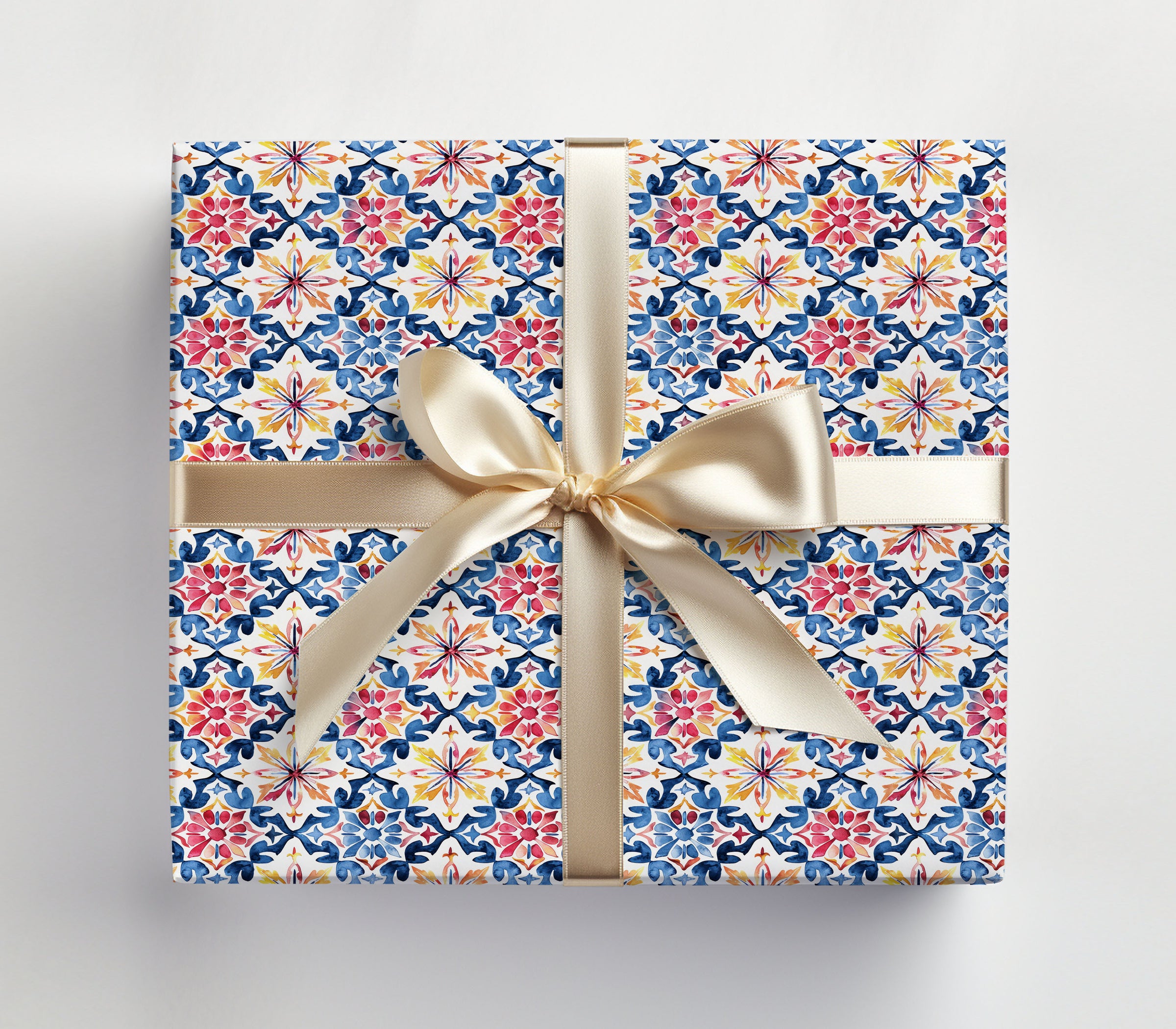 Mediterranean Tile Bridal Shower Wrapping Paper Sheets