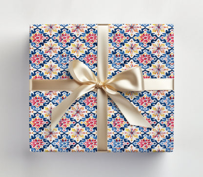 Mediterranean Tile Bridal Shower Wrapping Paper Sheets