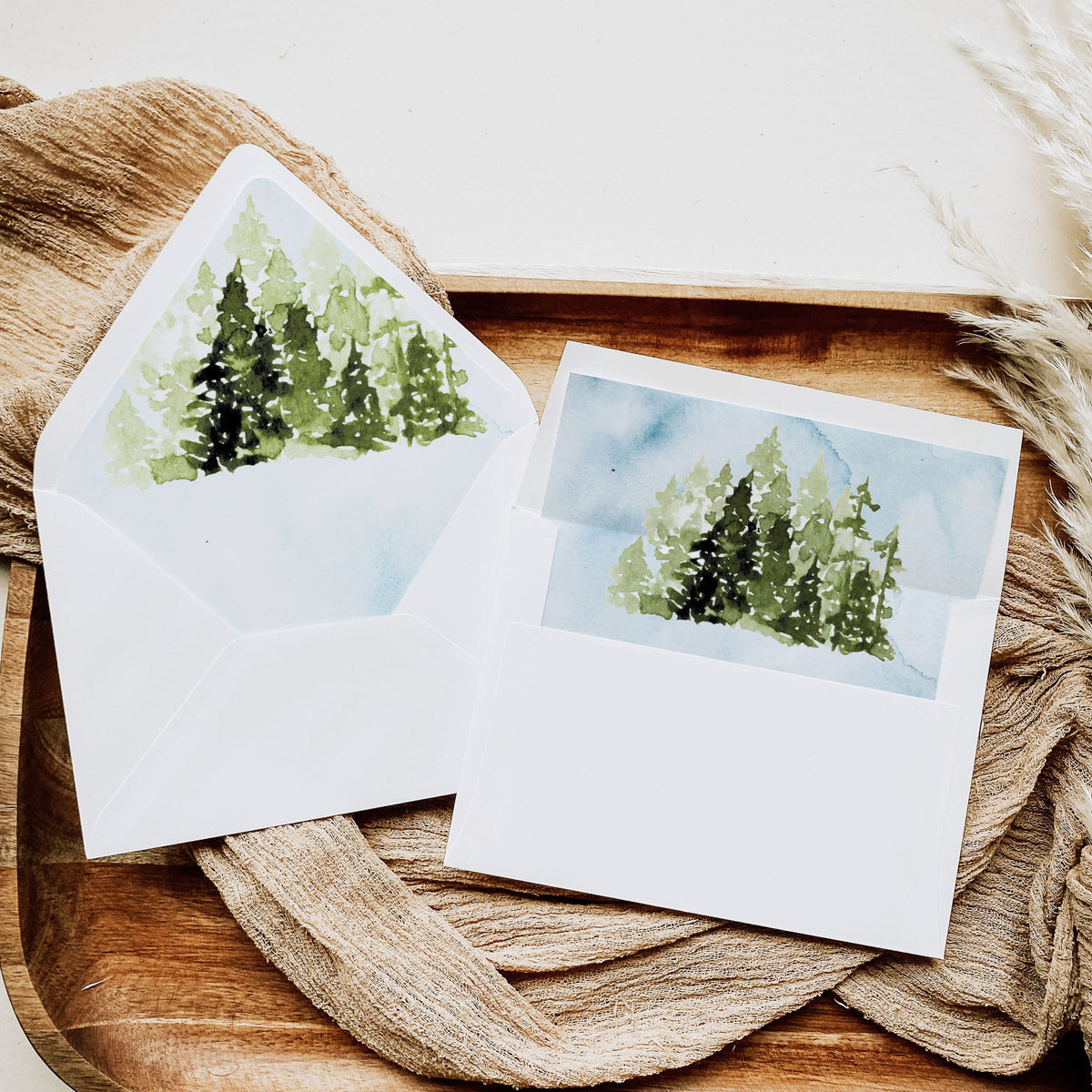 Michigan Watercolor Lake Wedding Invitation Suite