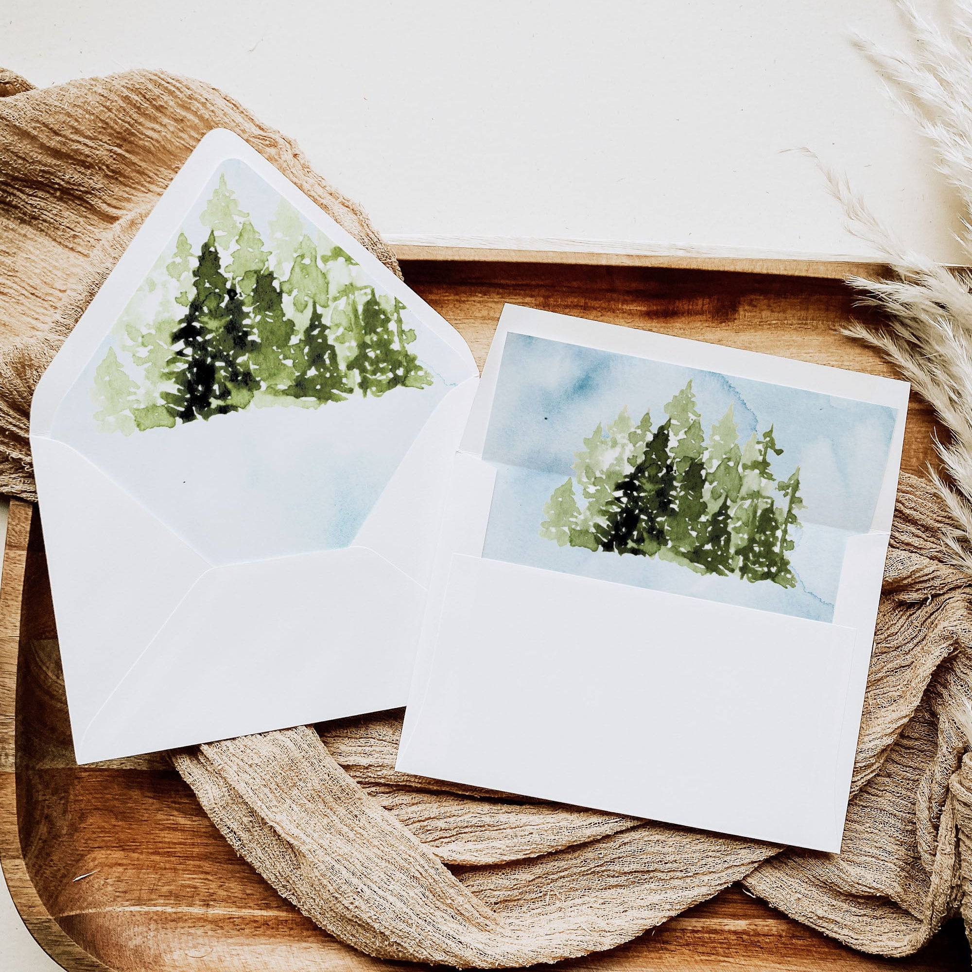 Michigan Watercolor Lake Wedding Invitation Suite