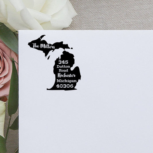 Michigan State Self Inking Address Stamp