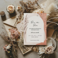 Modern Boho Watercolor Arch Save the Date Template Editable Invitation Corjl Digital Download