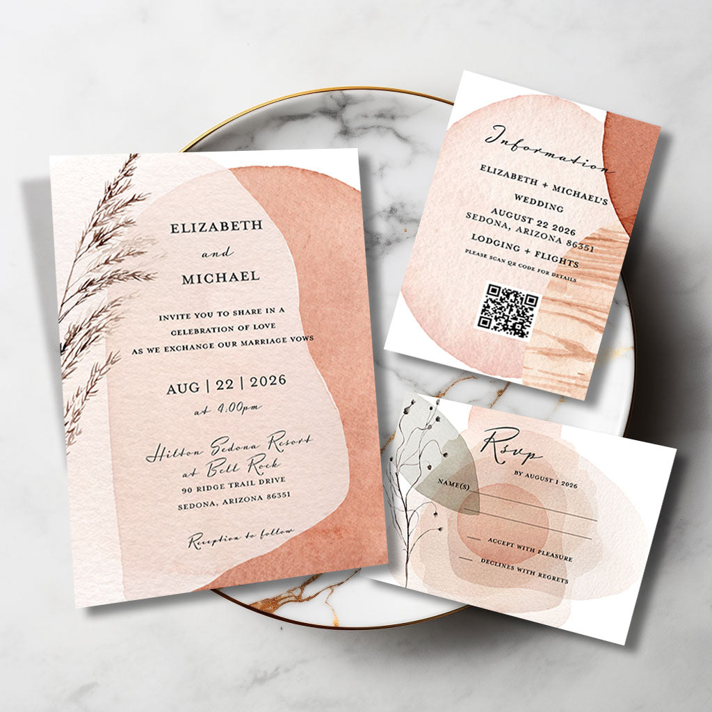 Modern Boho Watercolor Wedding Invitation