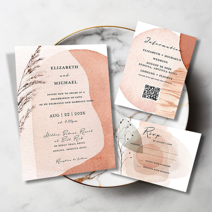 Modern Boho Watercolor Wedding Invitation