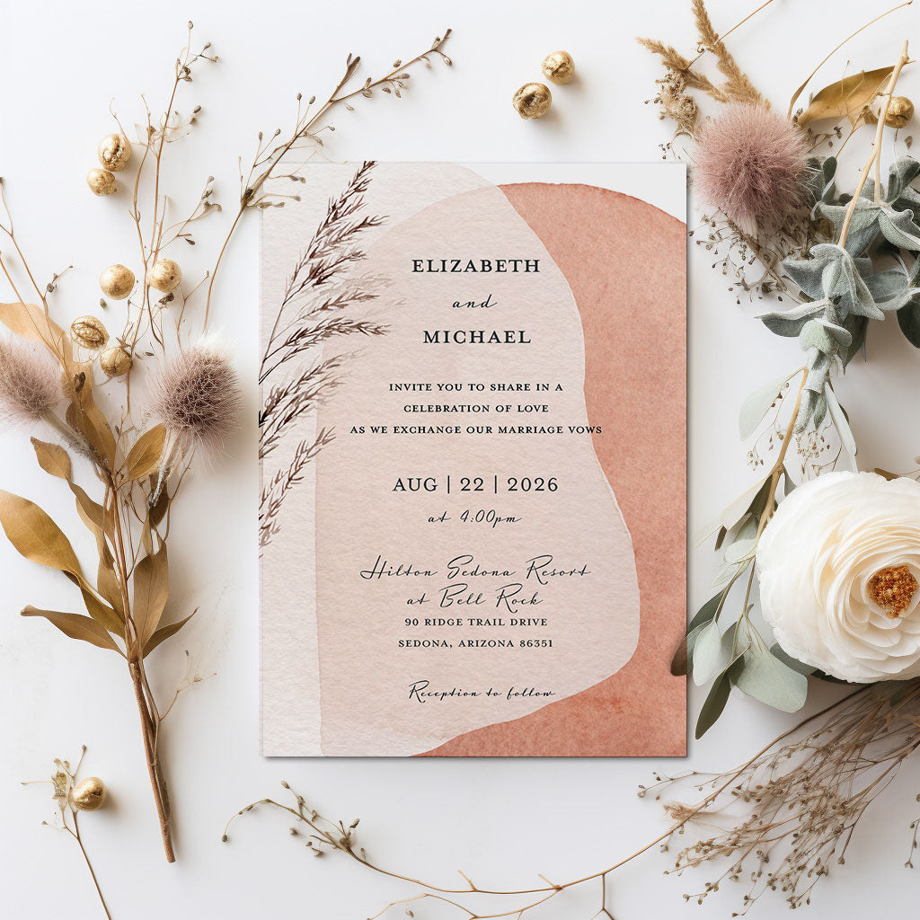 Modern Boho Watercolor Wedding Invitation