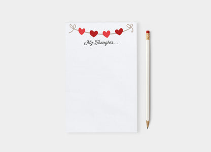 String of Hearts Valentines Notepad