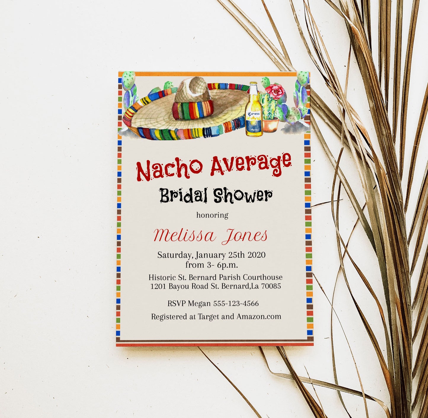 Nacho Average Mexican Hat Bridal Shower Invitation