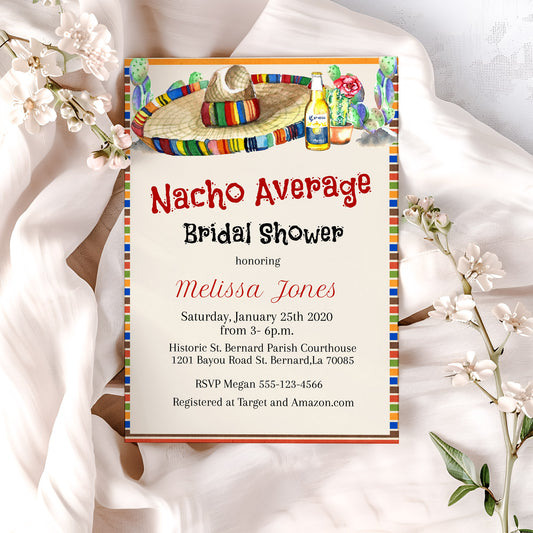 Nacho Average Mexican Hat Bridal Shower Invitation