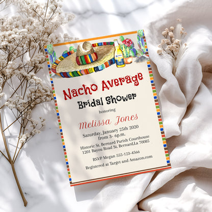 Nacho Average Mexican Hat Bridal Shower Invitation