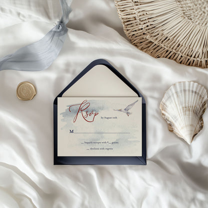 Watercolor Nautical SailBoat Wedding Invitation