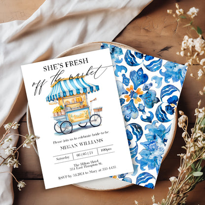 Fresh off the Market Bridal Shower Invitation Template Editable Invitation Corjl Digital Download