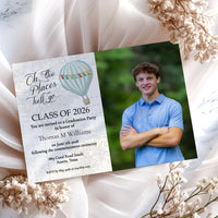 Oh the Places You'll Go Hot Air Balloon Photo Graduation Invitation Template Editable Invitation Corjl Digital Download