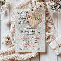 Oh the Places He'll Go Baby Shower Invitation Template Editable Invitation Corjl Digital Download