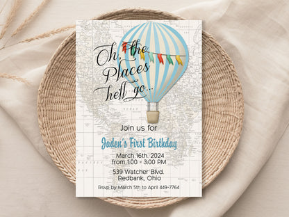 Oh the Places You'll Go Boy Baby Shower Invitation