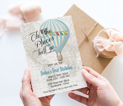 Oh the Places You'll Go Boy Baby Shower Invitation