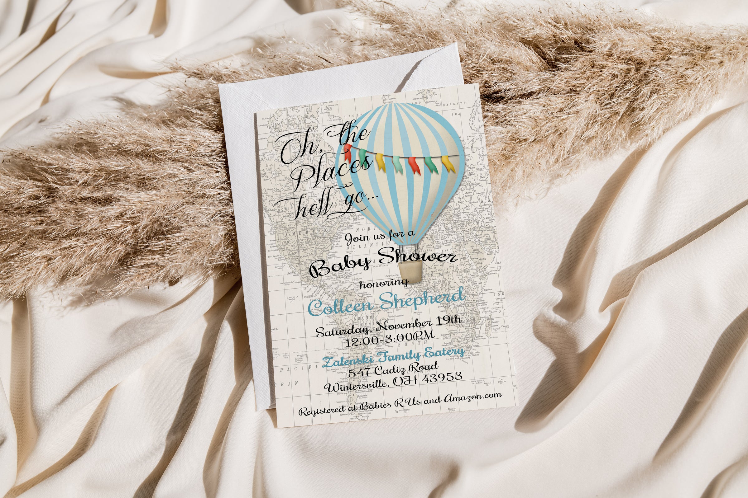 Oh the Places You'll Go Boy Baby Shower Invitation