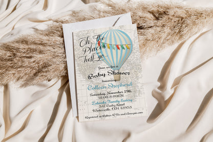 Oh the Places You'll Go Boy Baby Shower Invitation