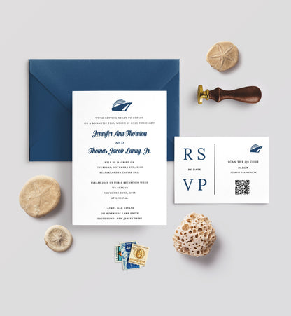Cruise Ship Nautical Destination Wedding Invitation