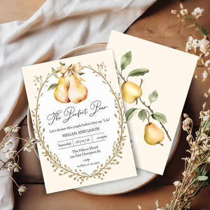 The Perfect Pear Couples Bridal Shower Template Editable Invitation Corjl Digital Download