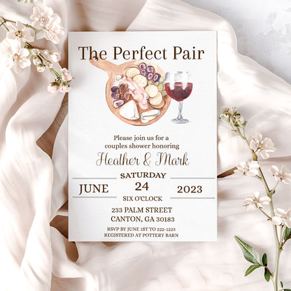 The Perfect Pair Wine & Charcuterie Couples Bridal Shower Invitation