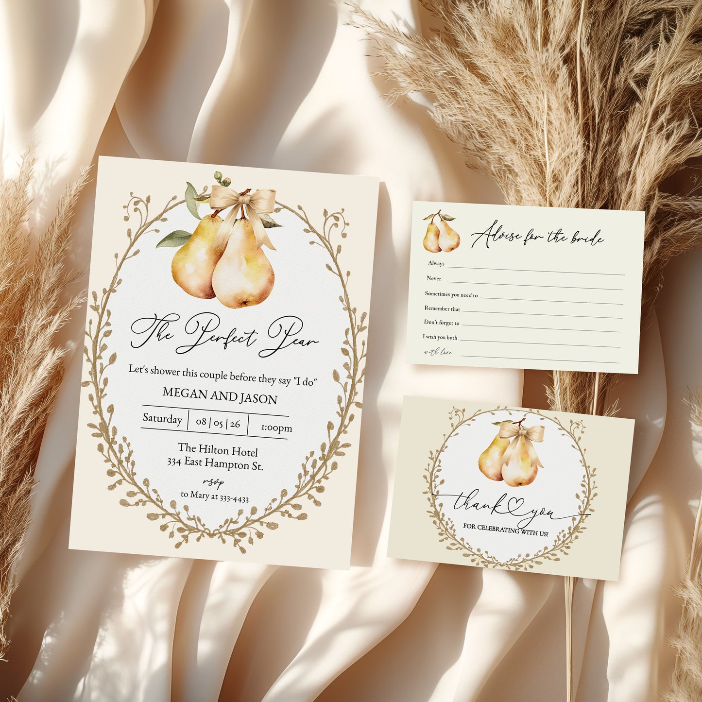 The Perfect Pear Couples Bridal Shower Template Editable Invitation Corjl Digital Download