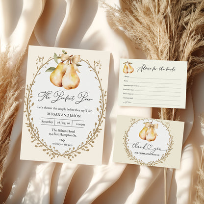 The Perfect Pear Couples Bridal Shower Template Editable Invitation Corjl Digital Download