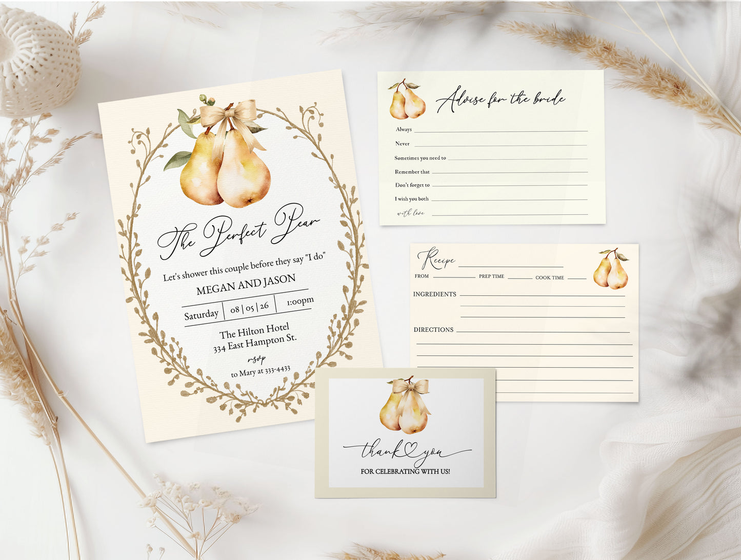 The Perfect Pear Couples Bridal Shower Template Editable Invitation Corjl Digital Download
