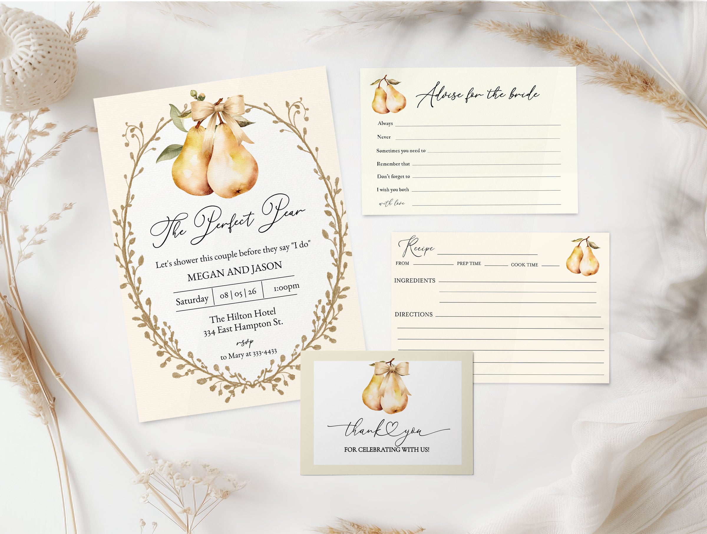 The Perfect Pear Couples Bridal Shower Template Editable Invitation Corjl Digital Download