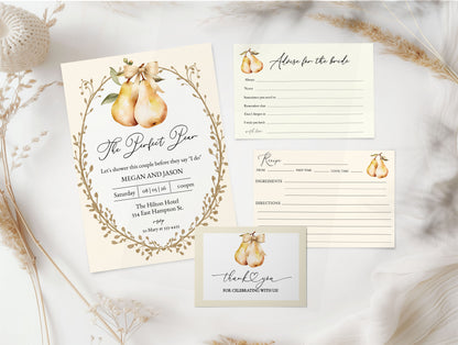 The Perfect Pear Couples Bridal Shower Template Editable Invitation Corjl Digital Download