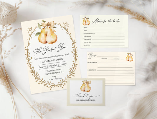 The Perfect Pear Couples Bridal Shower Template Editable Invitation Corjl Digital Download