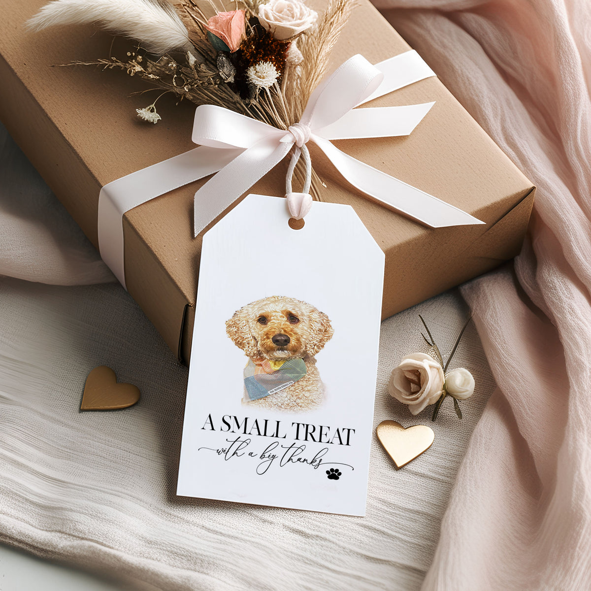 Custom Pet Watercolor Photo Treat Gift or Favor Tag