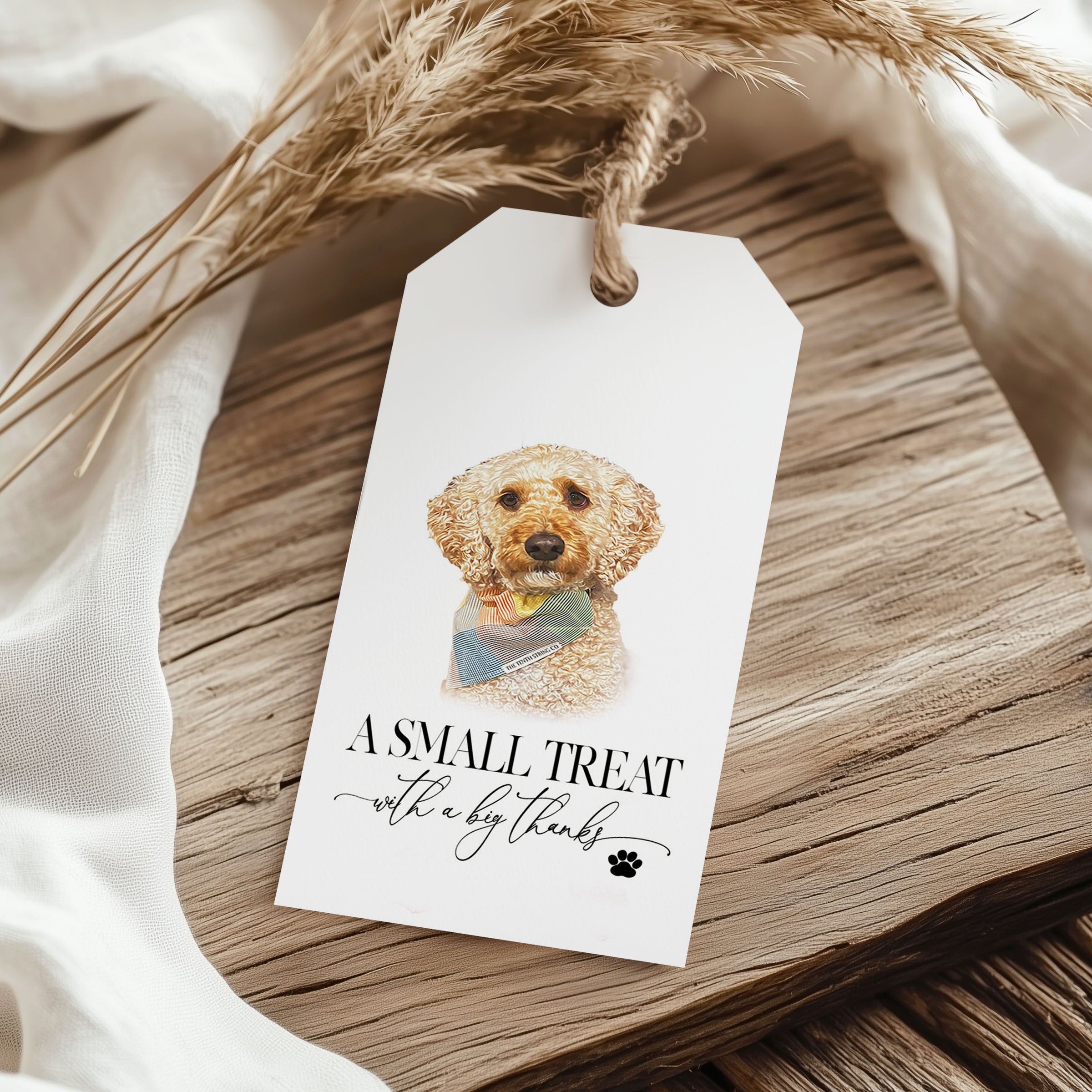 Custom Pet Watercolor Photo Treat Gift or Favor Tag