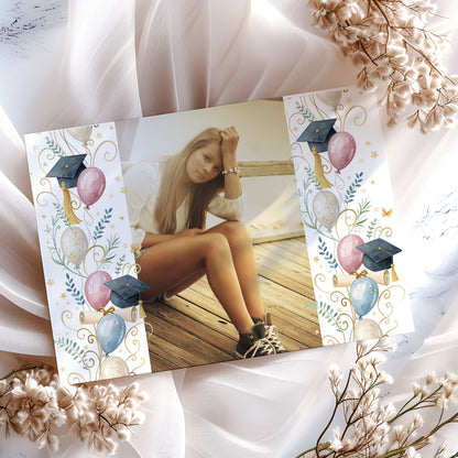 Floral Fun Graduation Announcement with Photo Invitation Template Editable Invitation Corjl Digital Download