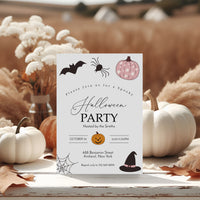 Cute Halloween doodles costume party invitation template