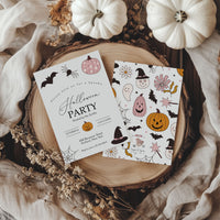 Cute Halloween Doodles Costume Party Invitation Template