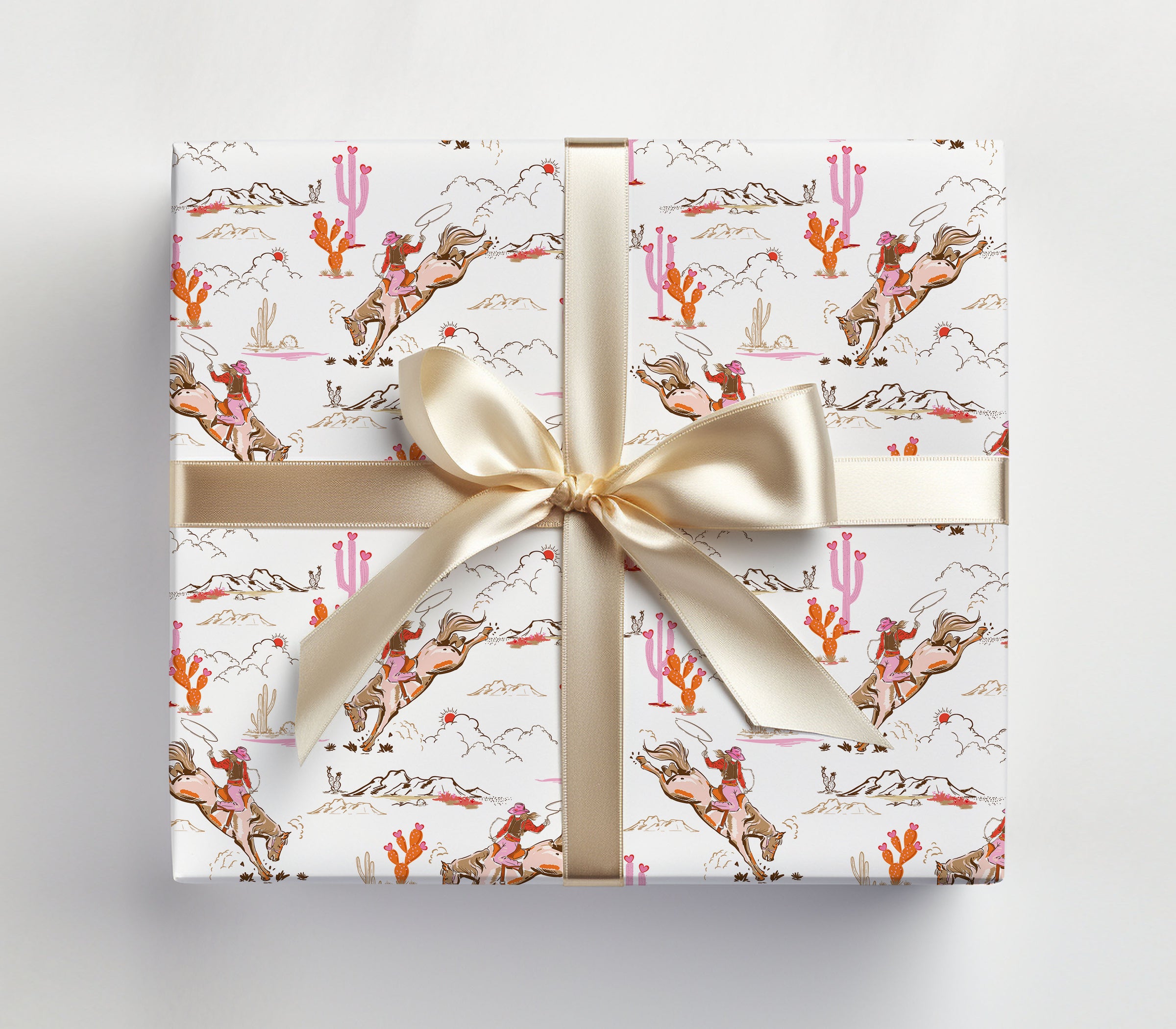 Valentine Pink Cowgirl Wrapping Paper Sheets