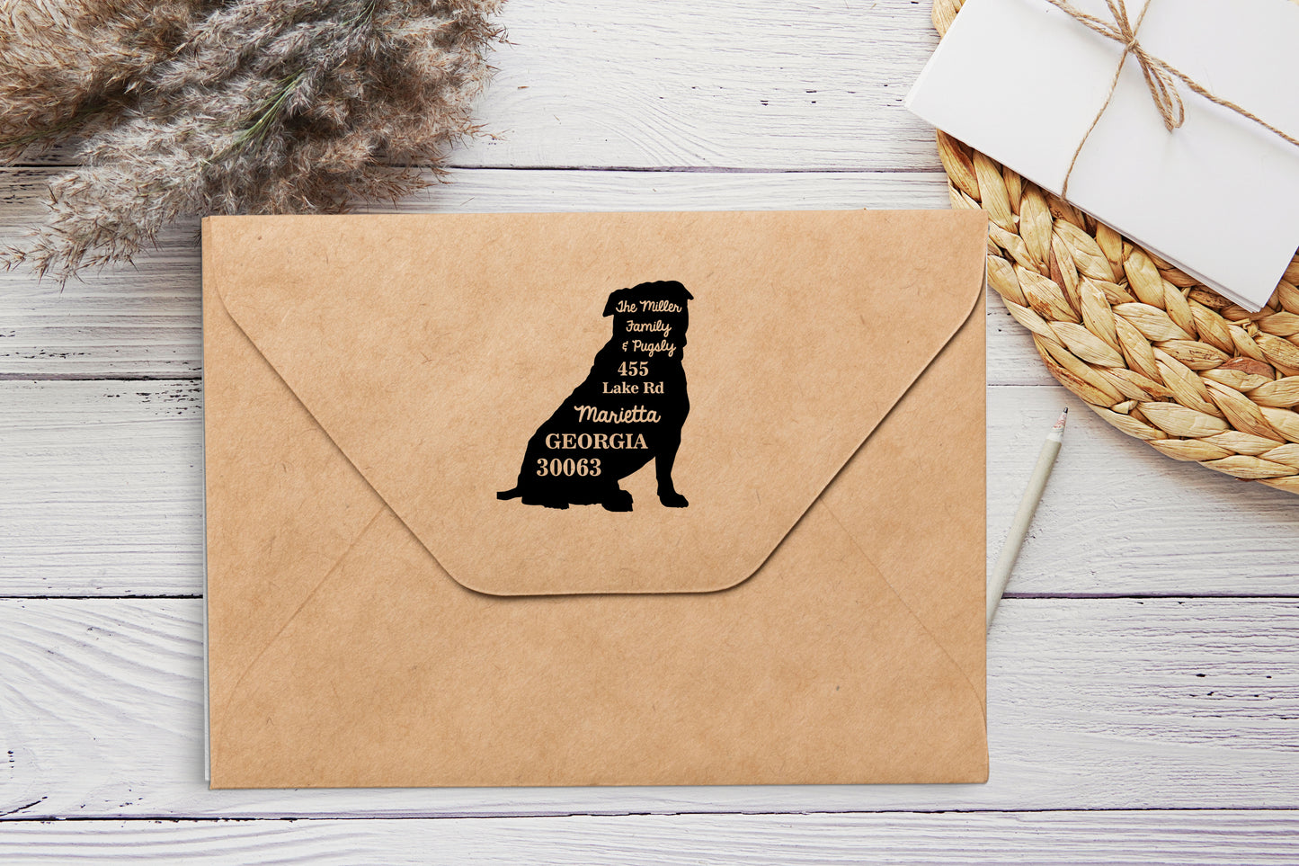 Pug Dog Address Stamp Self Inking