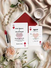 Queen of Hearts Las Vegas Playing Cards Wedding Invitation