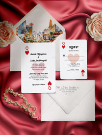 Queen of Hearts Las Vegas Playing Cards Wedding Invitation