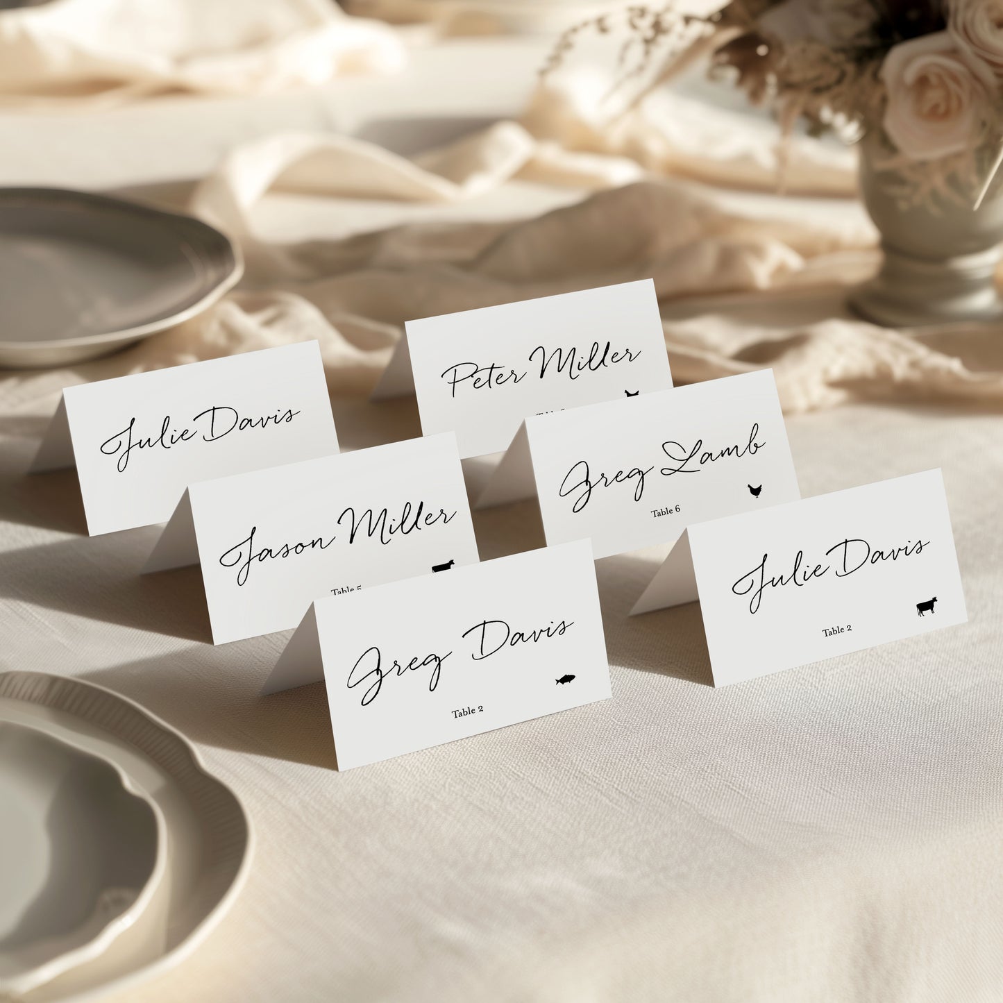 Custom Table Folded Table Name Cards