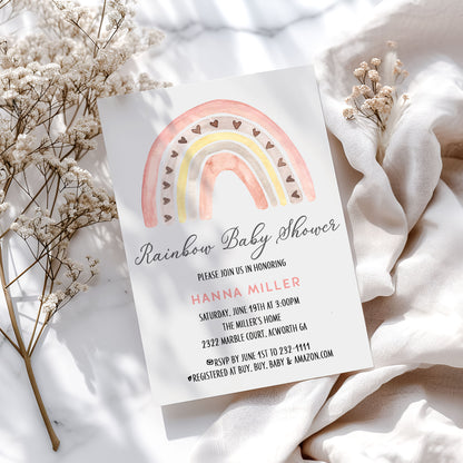 Rainbow Boho Baby Shower Invitation