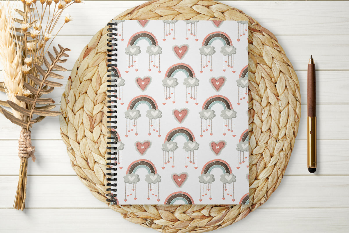 Rainbows and Hearts Valentine Spiral Notebook