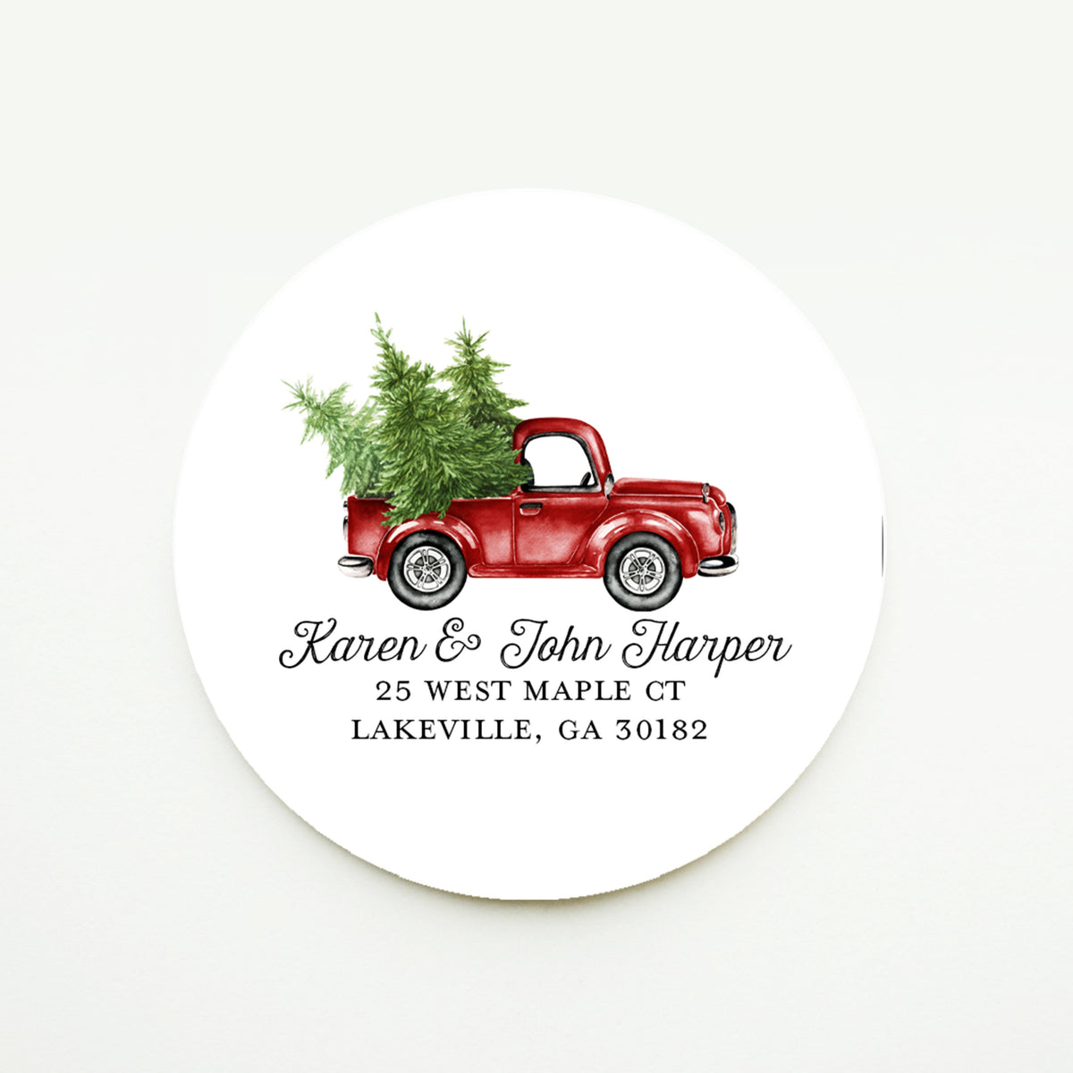 Christmas Return Address Labels Red Truck Holiday Stickers