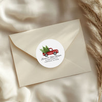 Christmas Return Address Labels Red Truck Holiday Stickers