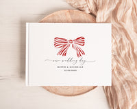 Red Hand Drawn Bow Wedding Guest Book