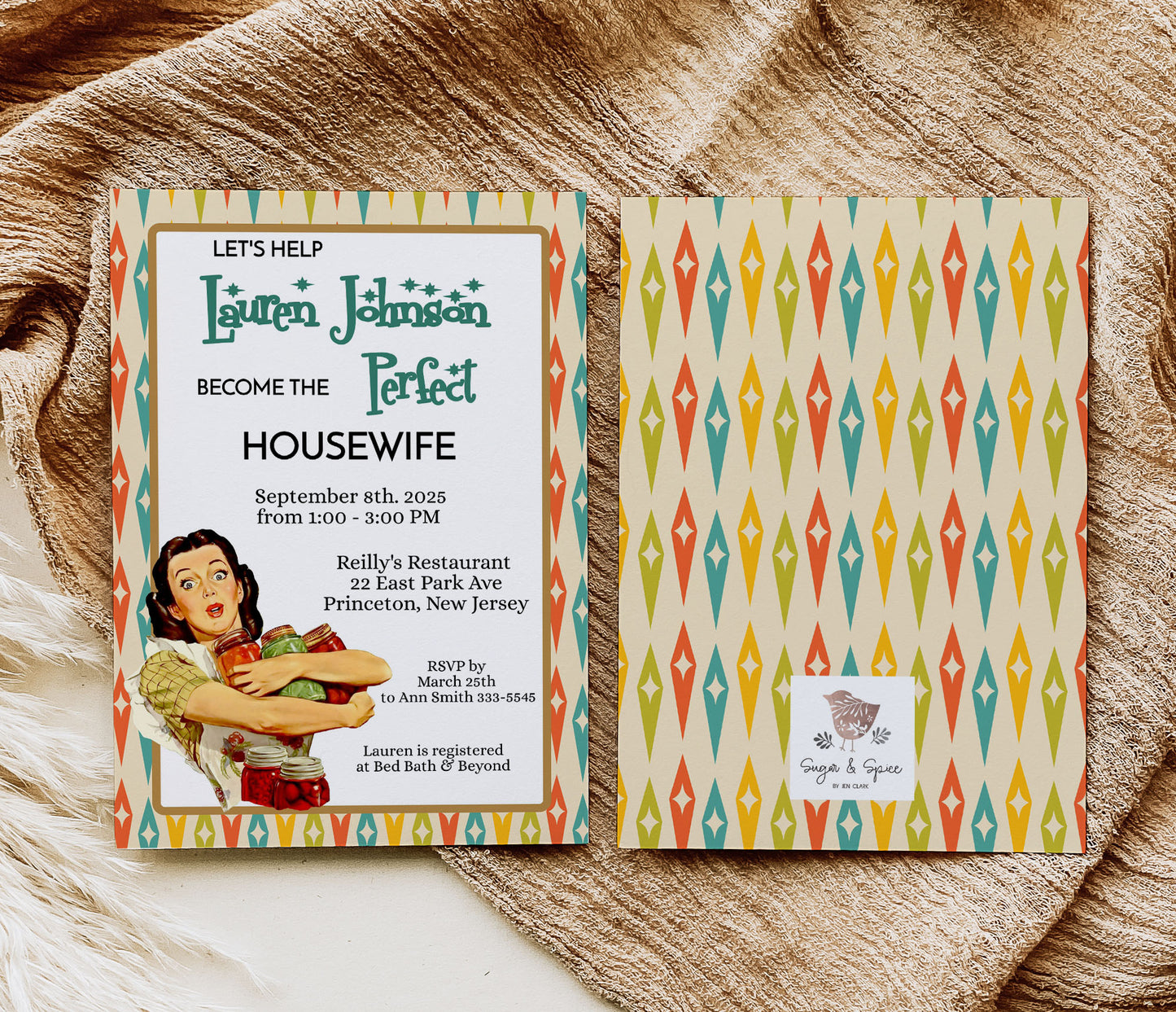 Retro 1950 Housewife Bridal Shower Invitation Template Editable Invitation Corjl Digital Download
