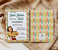 Retro 1950 Housewife Bridal Shower Invitation Template Editable Invitation Corjl Digital Download