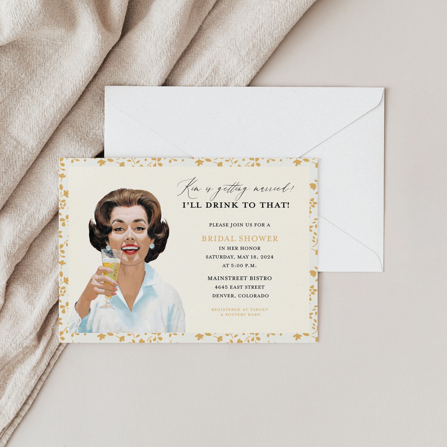 Retro Celebration Bridal Shower Invitation