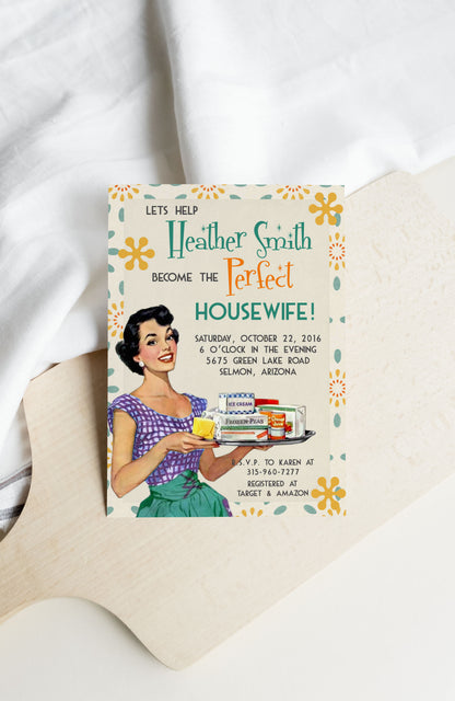 Retro Housewife Bridal Shower Invitation